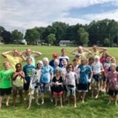 School age kids bubble group photo