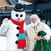 Santa and costume snowman
