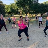 Zumba instructor leads an exercise
