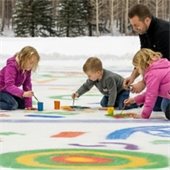 family paints on ice