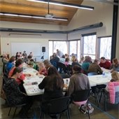 Bingo players listen for the next number