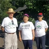 Community walkers wearing club t-shirts