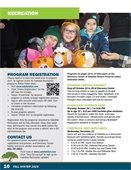 Front page of newsletter with kids and decorated pumpkins