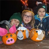 Children with their decorated pumpkins