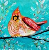 Painting of collage cardinal