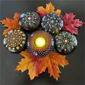 Painted round rocks