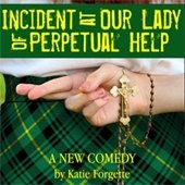 Flyer reads Our Lady of Perpetual Help with a fingers crossed hand holding a cross necklace