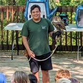 Handler with owl