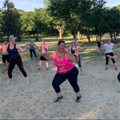 Zumba dancers on lawn
