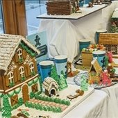 Gingerbread houses on a table