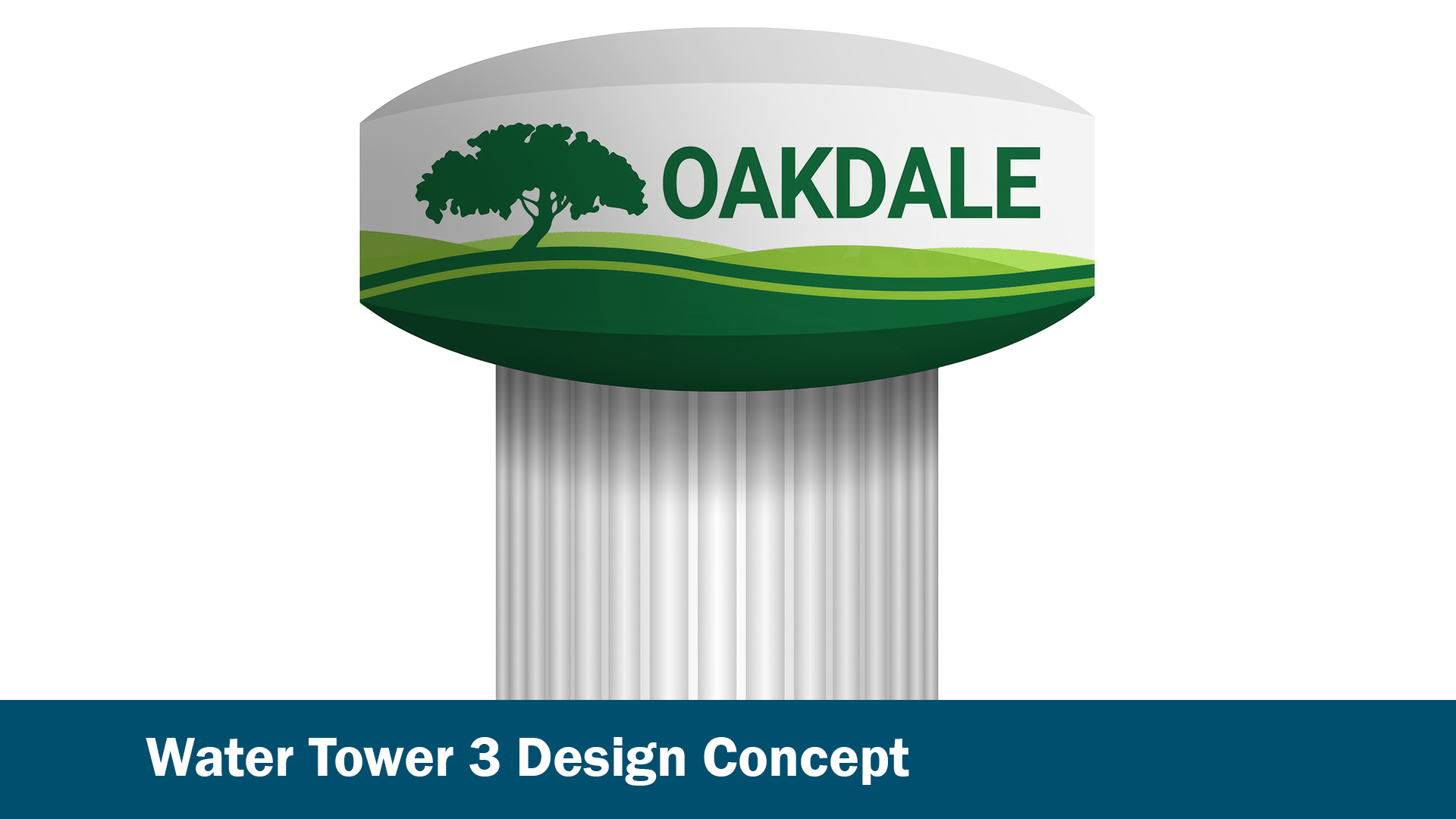 Graphic with two photos of construction of a water tower 